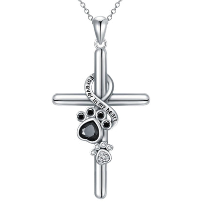 Collana Croce con Zampa in Argento 925 – Fede e Amore